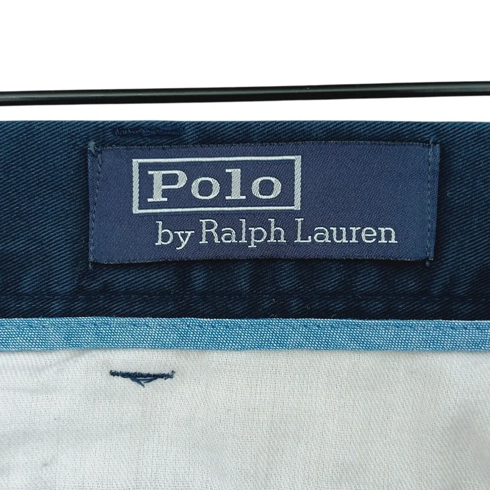Polo Ralph Lauren Shorts Mens 38x9 Blue Cotton Canvas Custom Fit Pleated Vintage